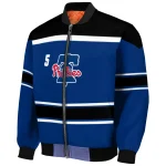 personalized philadelphia phillies stripe statement blue black bomber jacket best selling