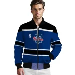 personalized philadelphia phillies stripe statement blue black bomber jacket best selling