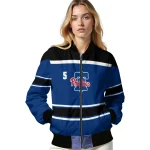 personalized philadelphia phillies stripe statement blue black bomber jacket best selling