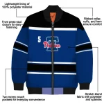 personalized philadelphia phillies stripe statement blue black bomber jacket best selling