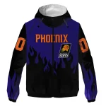 personalized phoenix suns flame trim purple black windbreaker jacket best selling