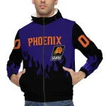personalized phoenix suns flame trim purple black windbreaker jacket best selling