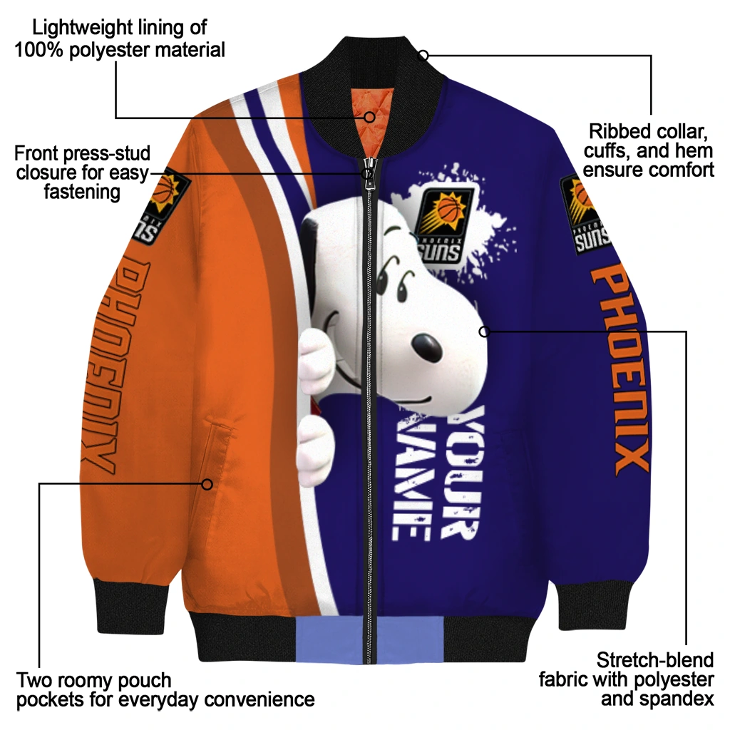 personalized phoenix suns snoopy head purple bomber jacket new arrival personalized phoenix suns snoopy head purple bomber jacket new arrival