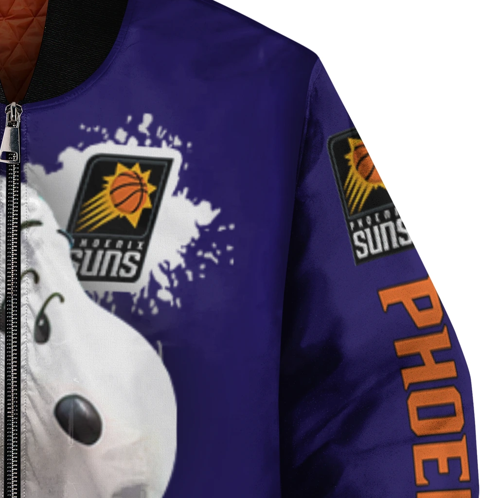 personalized phoenix suns snoopy head purple bomber jacket premium grade personalized phoenix suns snoopy head purple bomber jacket premium grade