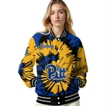 personalized pittsburgh panthers burst splatter royal blue varsity jacket best selling