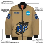 personalized pittsburgh panthers claw effect beige bomber jacket best selling