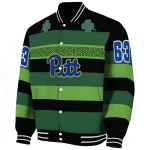 personalized pittsburgh panthers clover green lines green black varsity jacket best selling