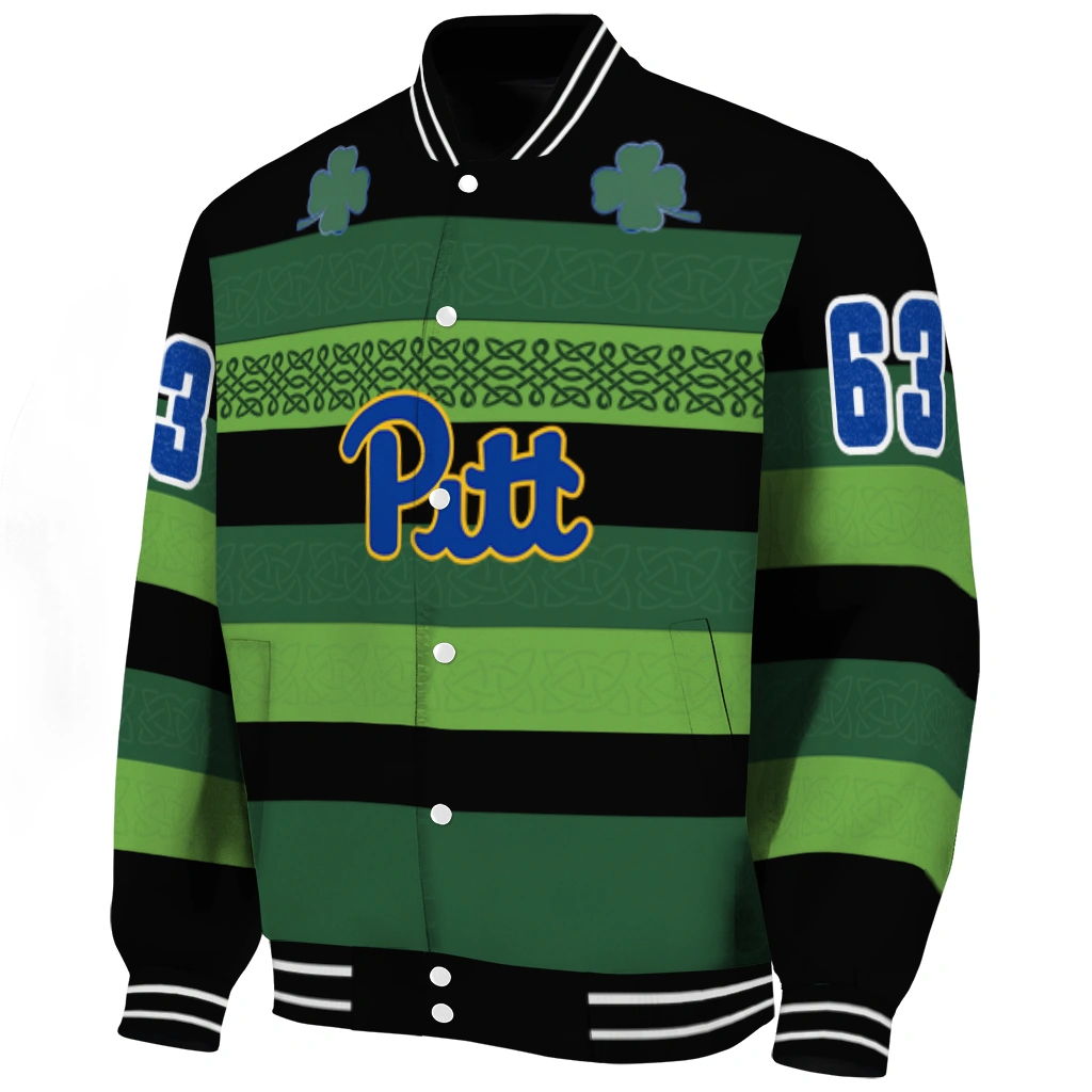 personalized pittsburgh panthers clover green lines green black varsity jacket best selling personalized pittsburgh panthers clover green lines green black varsity jacket best selling
