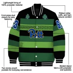personalized pittsburgh panthers clover green lines green black varsity jacket best selling