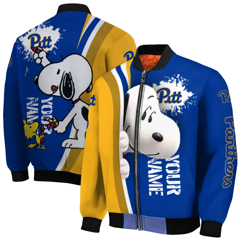 personalized pittsburgh panthers snoopy head royal blue bomber jacket best selling personalized pittsburgh panthers snoopy head royal blue bomber jacket best selling