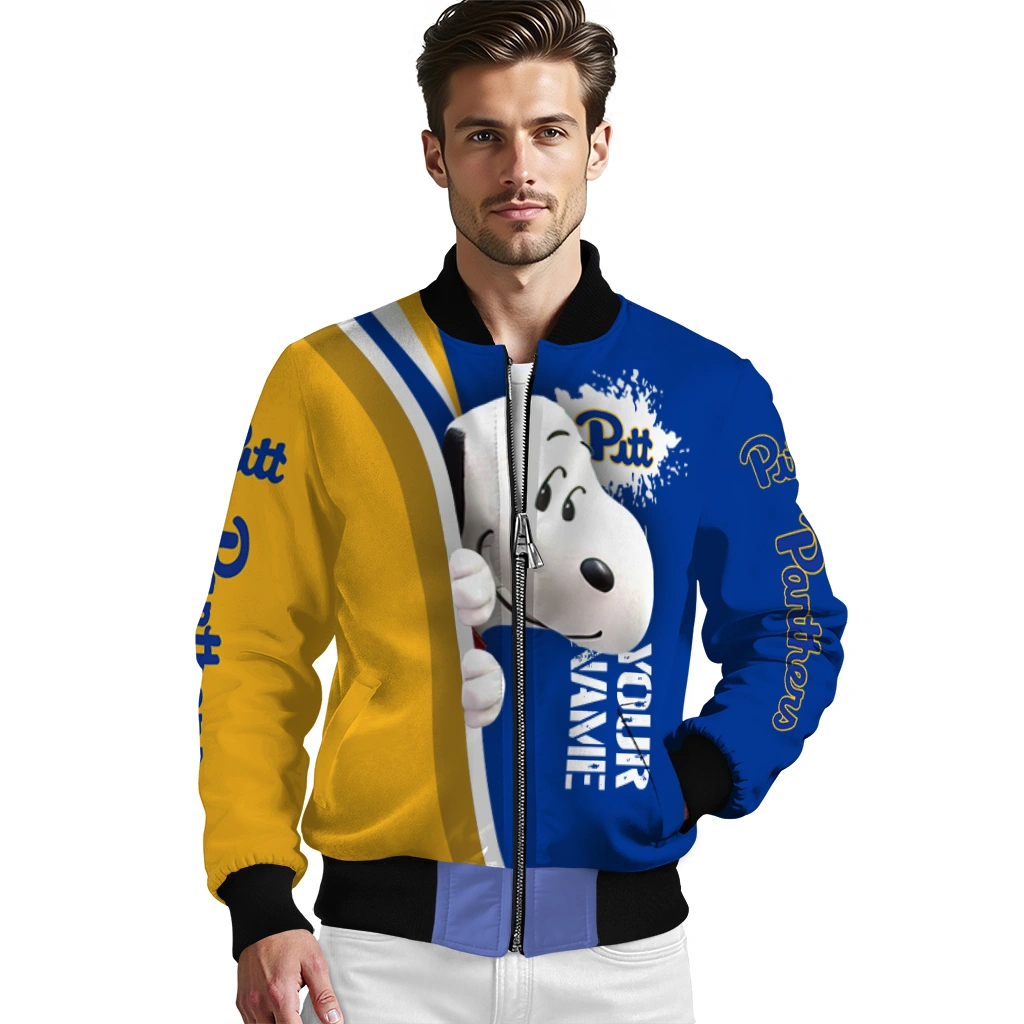 personalized pittsburgh panthers snoopy head royal blue bomber jacket high quality personalized pittsburgh panthers snoopy head royal blue bomber jacket high quality