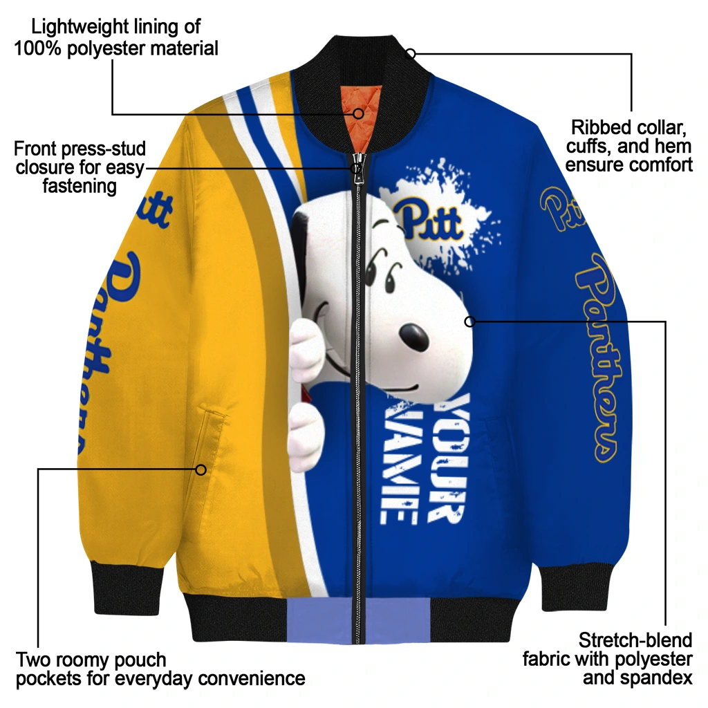 personalized pittsburgh panthers snoopy head royal blue bomber jacket new arrival personalized pittsburgh panthers snoopy head royal blue bomber jacket new arrival