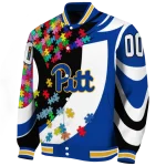 personalized pittsburgh panthers stars and stripes slashes royal blue varsity jacket best selling
