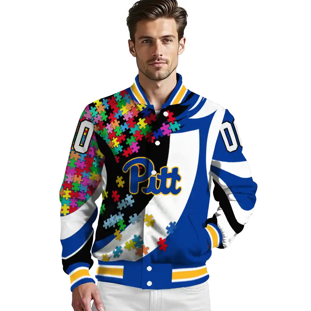 personalized pittsburgh panthers stars and stripes slashes royal blue varsity jacket high quality personalized pittsburgh panthers stars and stripes slashes royal blue varsity jacket high quality
