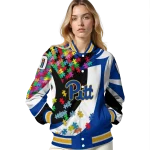 personalized pittsburgh panthers stars and stripes slashes royal blue varsity jacket best selling