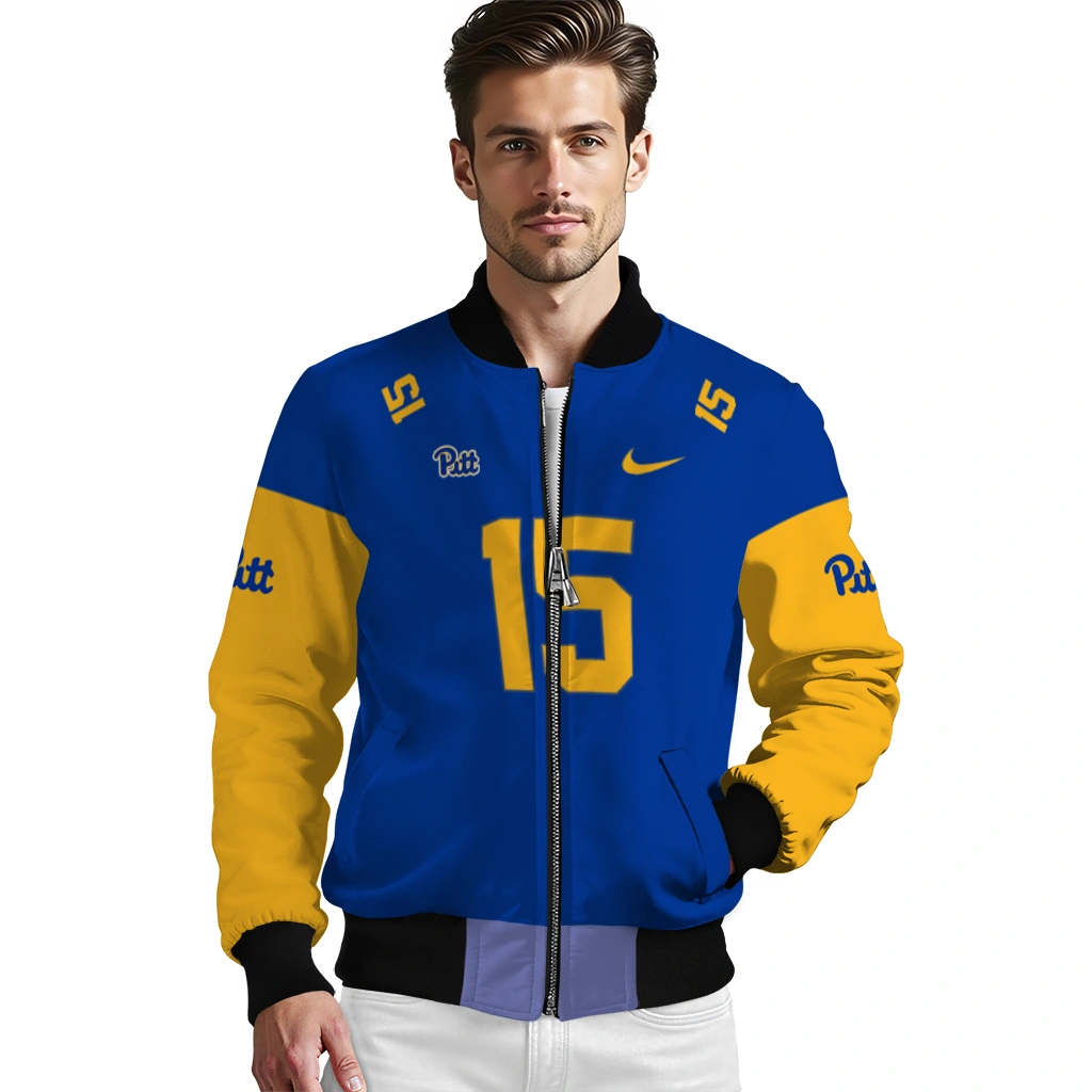 personalized pittsburgh panthers team patch royal blue bomber jacket high quality personalized pittsburgh panthers team patch royal blue bomber jacket high quality