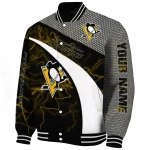 personalized pittsburgh penguins electric flash yellow varsity jacket best selling