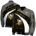 personalized pittsburgh penguins electric flash yellow varsity jacket best selling