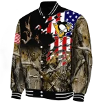 personalized pittsburgh penguins patriot deer camouflage varsity jacket best selling