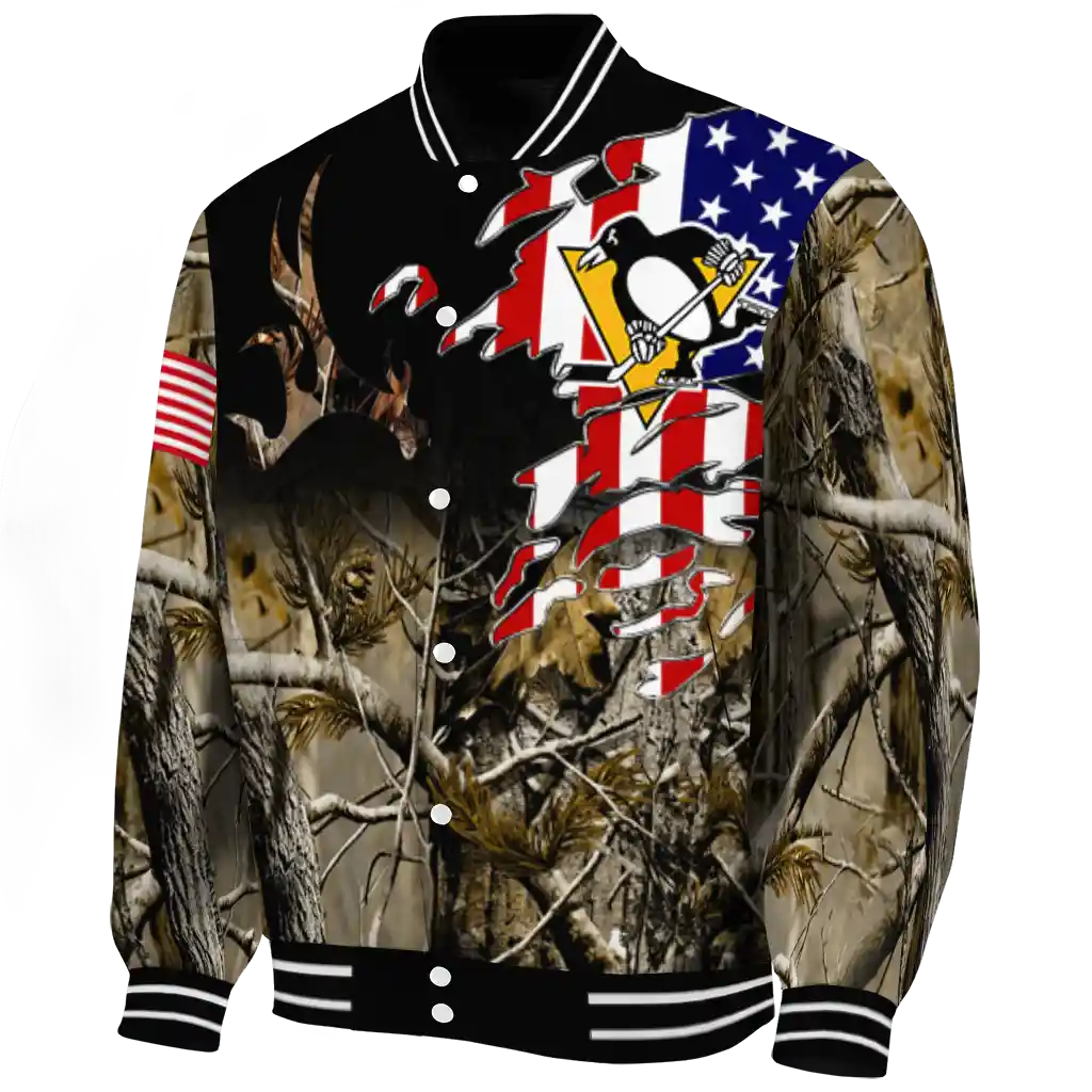 personalized pittsburgh penguins patriot deer camouflage varsity jacket best selling personalized pittsburgh penguins patriot deer camouflage varsity jacket best selling