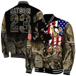 personalized pittsburgh penguins patriot deer camouflage varsity jacket best selling