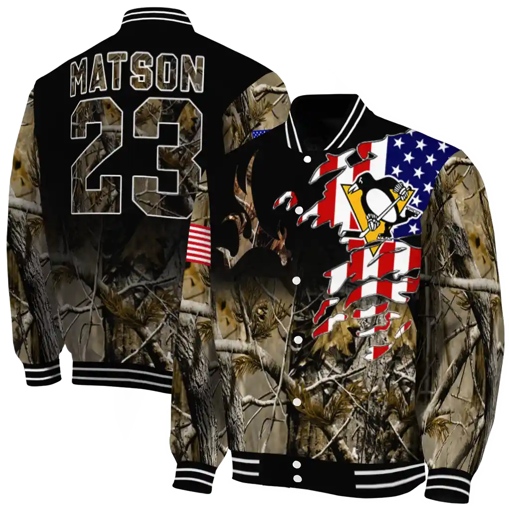personalized pittsburgh penguins patriot deer camouflage varsity jacket fashion forward personalized pittsburgh penguins patriot deer camouflage varsity jacket fashion forward