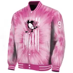 personalized pittsburgh penguins pink tie dye pink varsity jacket best selling