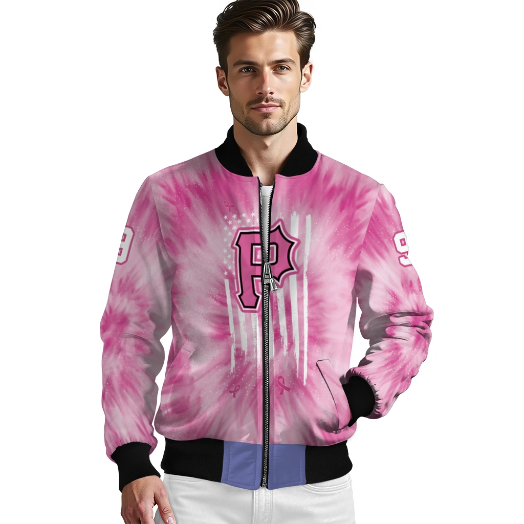 personalized pittsburgh pirates pink tie dye pink bomber jacket high quality personalized pittsburgh pirates pink tie dye pink bomber jacket high quality