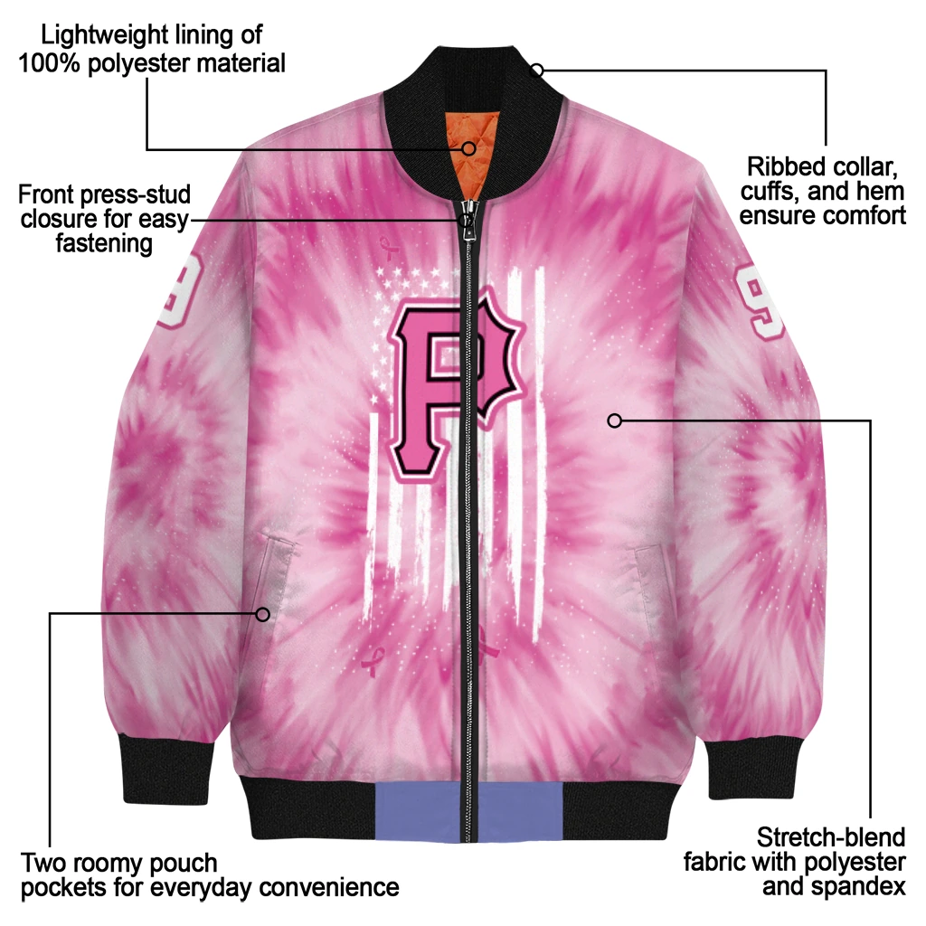 personalized pittsburgh pirates pink tie dye pink bomber jacket new arrival personalized pittsburgh pirates pink tie dye pink bomber jacket new arrival