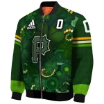 personalized pittsburgh pirates shamrock vortex green bomber jacket best selling