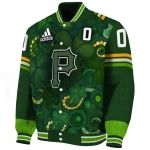 personalized pittsburgh pirates shamrock vortex green varsity jacket best selling