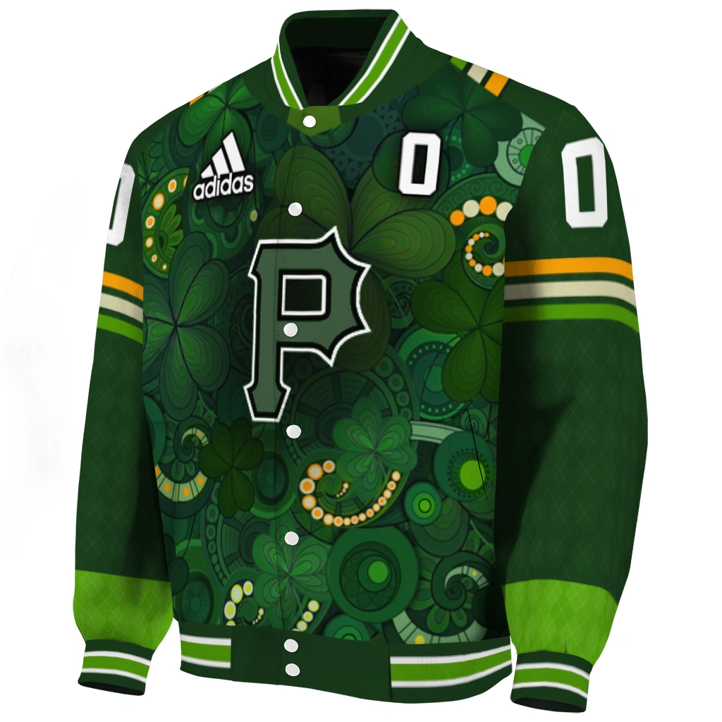 personalized pittsburgh pirates shamrock vortex green varsity jacket best selling personalized pittsburgh pirates shamrock vortex green varsity jacket best selling