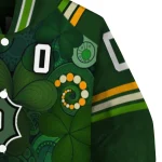 personalized pittsburgh pirates shamrock vortex green varsity jacket best selling
