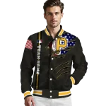 personalized pittsburgh pirates us flag claws black varsity jacket best selling