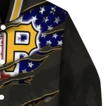 personalized pittsburgh pirates us flag claws black varsity jacket best selling