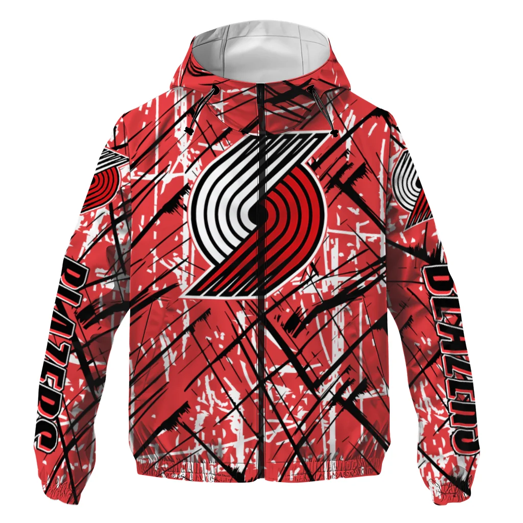 personalized portland trail blazers brushstroke pattern red windbreaker jacket best selling personalized portland trail blazers brushstroke pattern red windbreaker jacket best selling
