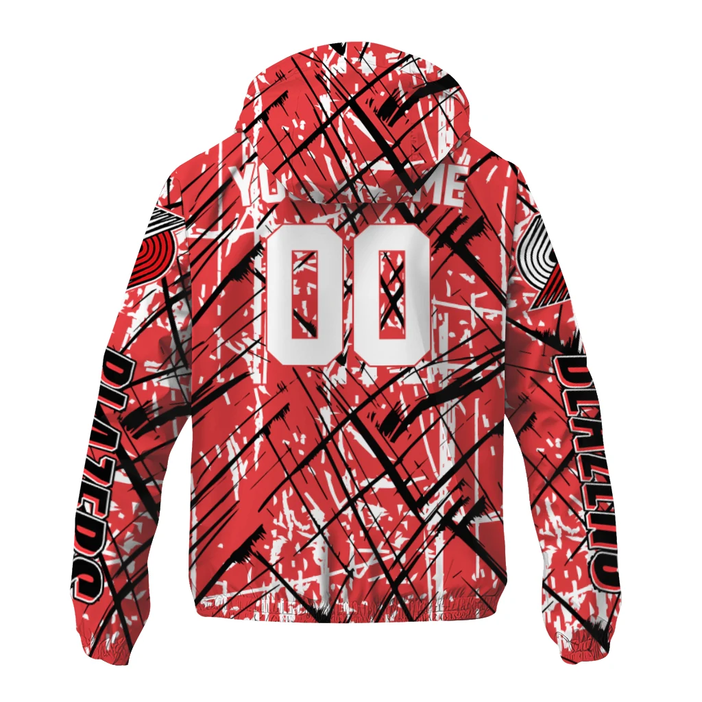 personalized portland trail blazers brushstroke pattern red windbreaker jacket fashion forward personalized portland trail blazers brushstroke pattern red windbreaker jacket fashion forward