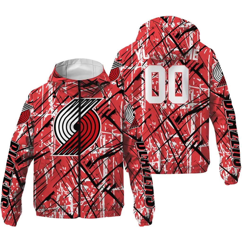 personalized portland trail blazers brushstroke pattern red windbreaker jacket high quality personalized portland trail blazers brushstroke pattern red windbreaker jacket high quality