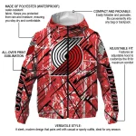 personalized portland trail blazers brushstroke pattern red windbreaker jacket best selling