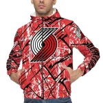 personalized portland trail blazers brushstroke pattern red windbreaker jacket best selling