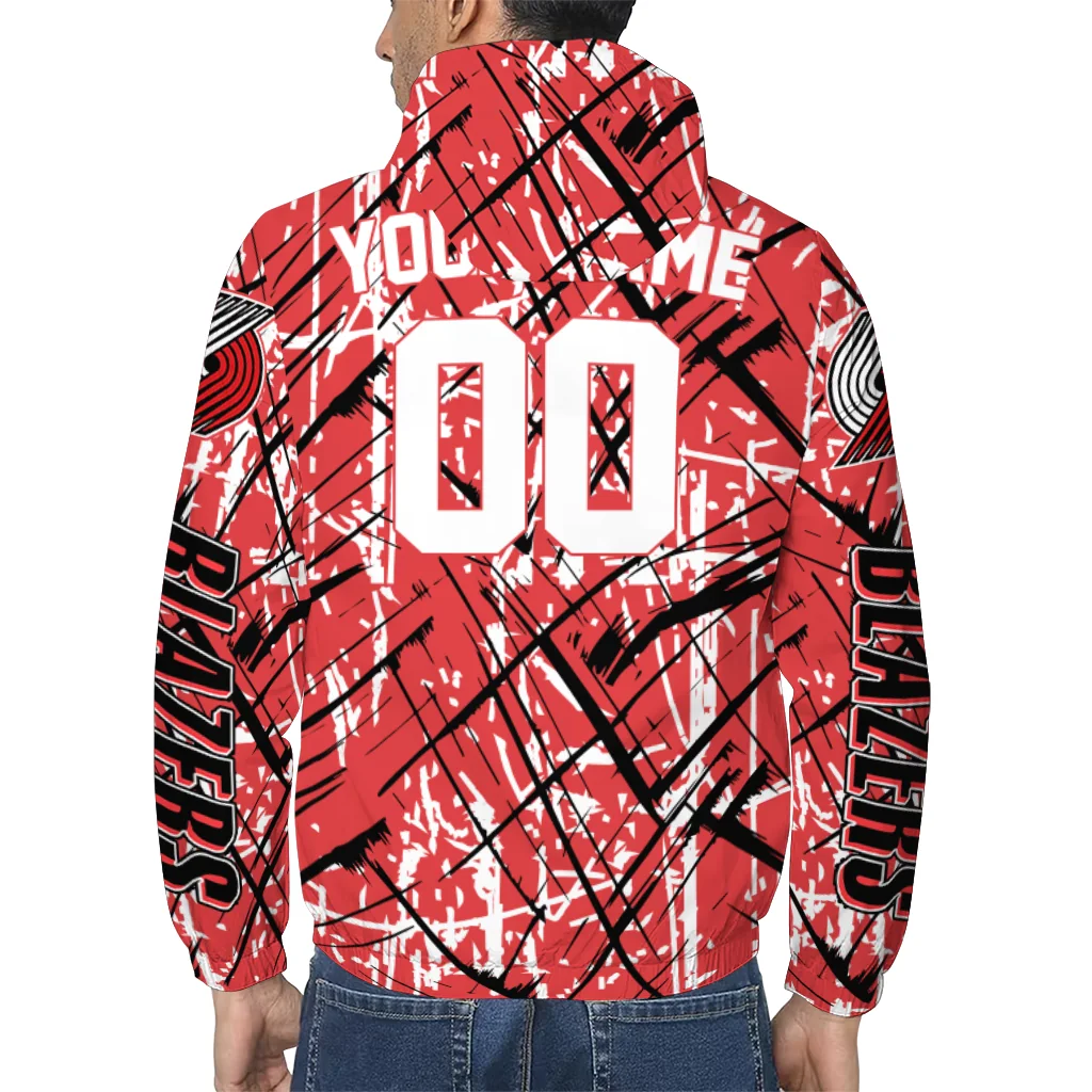 personalized portland trail blazers brushstroke pattern red windbreaker jacket trendy personalized portland trail blazers brushstroke pattern red windbreaker jacket trendy