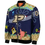 personalized purdue boilermakers spongebob playtime gold blue bomber jacket best selling