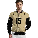 personalized purdue boilermakers team patch gold varsity jacket best selling