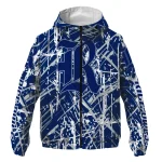 personalized rice owls brushstroke pattern navy blue windbreaker jacket best selling