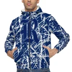 personalized rice owls brushstroke pattern navy blue windbreaker jacket best selling
