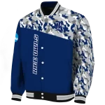 personalized rice owls camouflage splash navy blue varsity jacket best selling