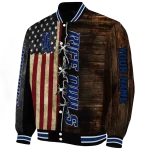 personalized rice owls flag wood brown varsity jacket best selling