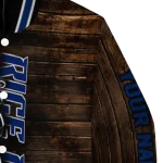 personalized rice owls flag wood brown varsity jacket best selling