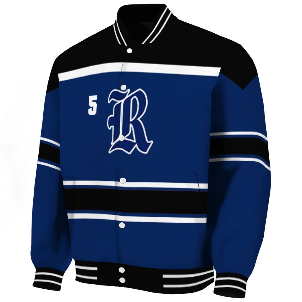 personalized rice owls stripe statement navy blue black varsity jacket best selling personalized rice owls stripe statement navy blue black varsity jacket best selling