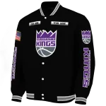 personalized sacramento kings american flag skull black varsity jacket best selling